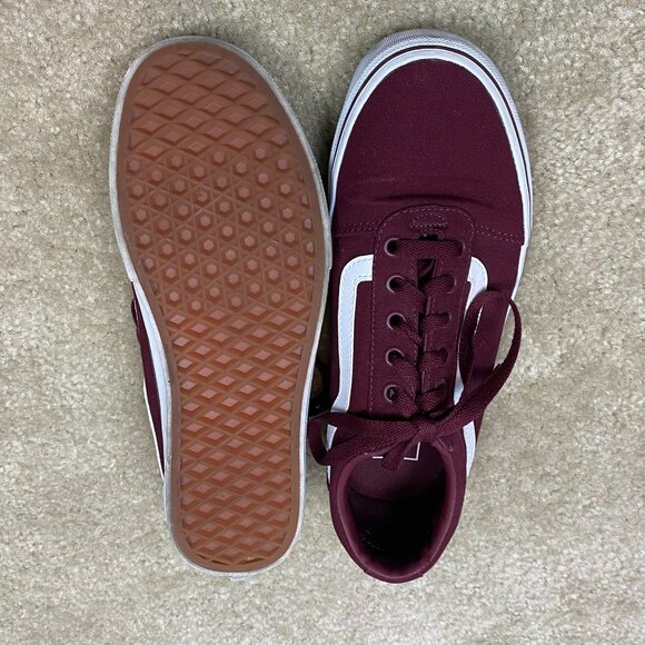 Vans Old Skool Skate Sneakers, Maroon and White  - Size 8 US Women - Picture 4 of 11
